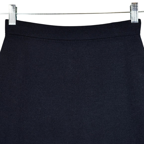 St John Collection Maxi Skirt sz 2 Black Santana Knit Back Slit Wool Rayon - Picture 8 of 11